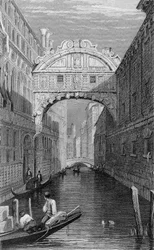 El Puente de los Suspiros, Venecia, grabado por Robert Wallis, 1829
